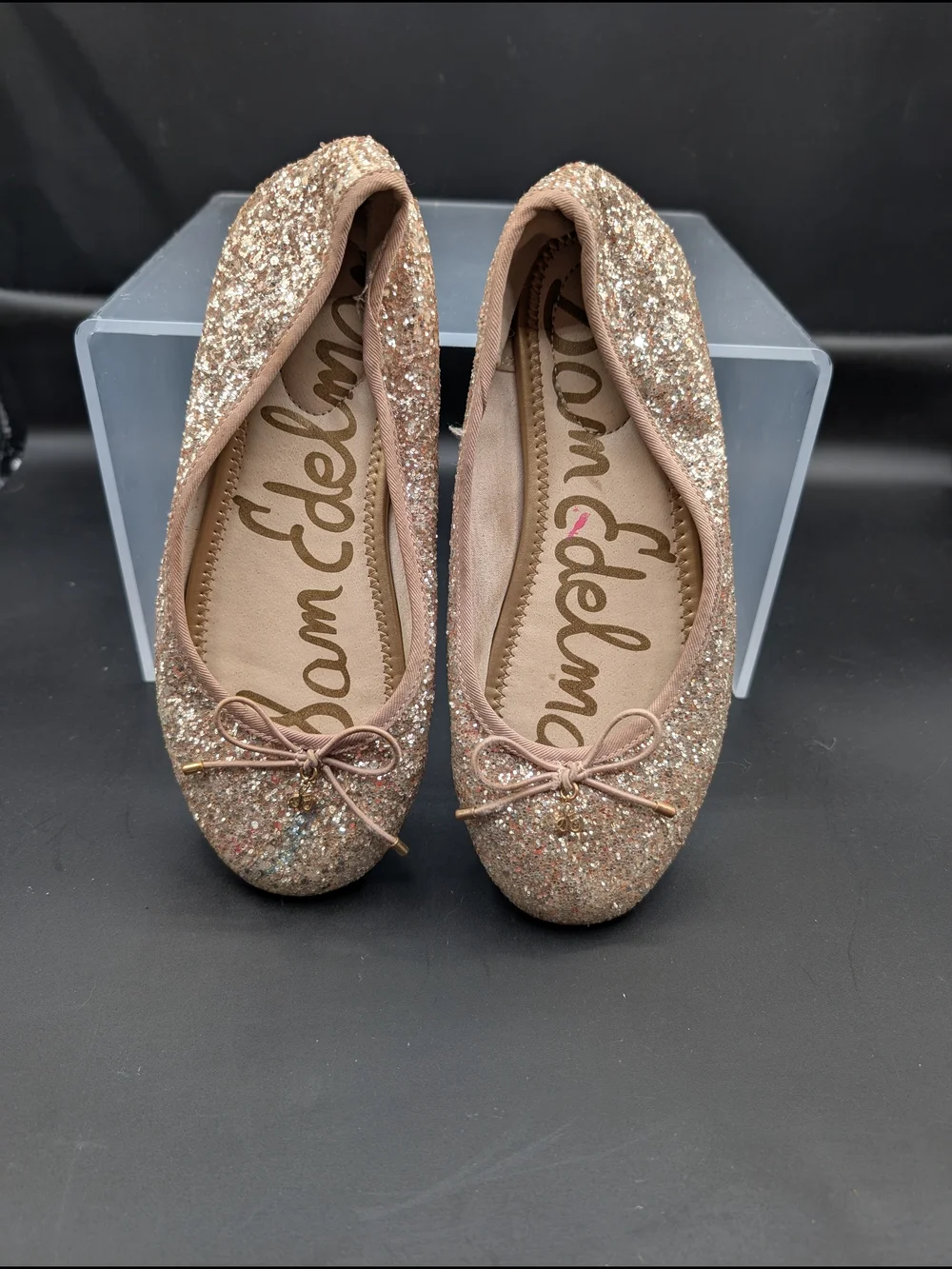 Sam Edelman Glitter Ballet Flats in Rose Gold Sparkle